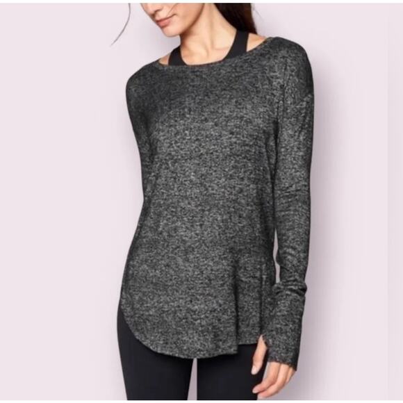 Athleta Tops - Athleta Luxe Pose Thumb Hole Charcoal/Dark Gray Marled Tunic Top Shirt Sz S